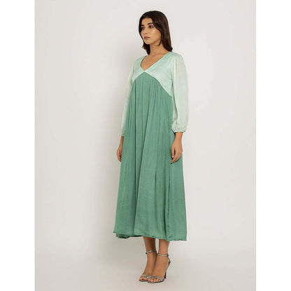 NEORA BY NEHAL CHOPRA Teal & Tea Green Midi Dress