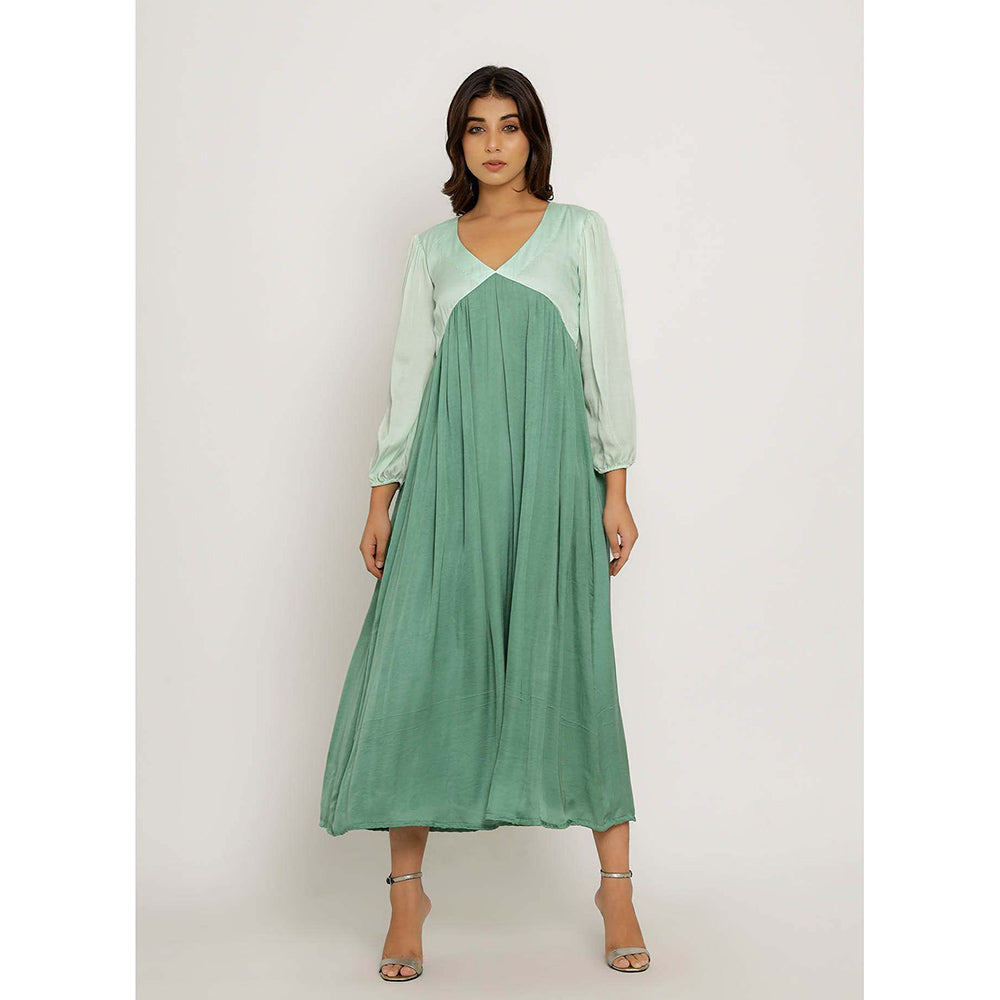 NEORA BY NEHAL CHOPRA Teal & Tea Green Midi Dress