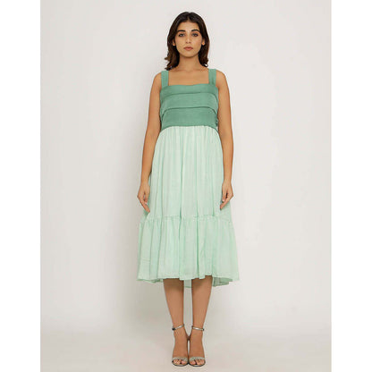 NEORA BY NEHAL CHOPRA Teal & Tea Green Midi Dress
