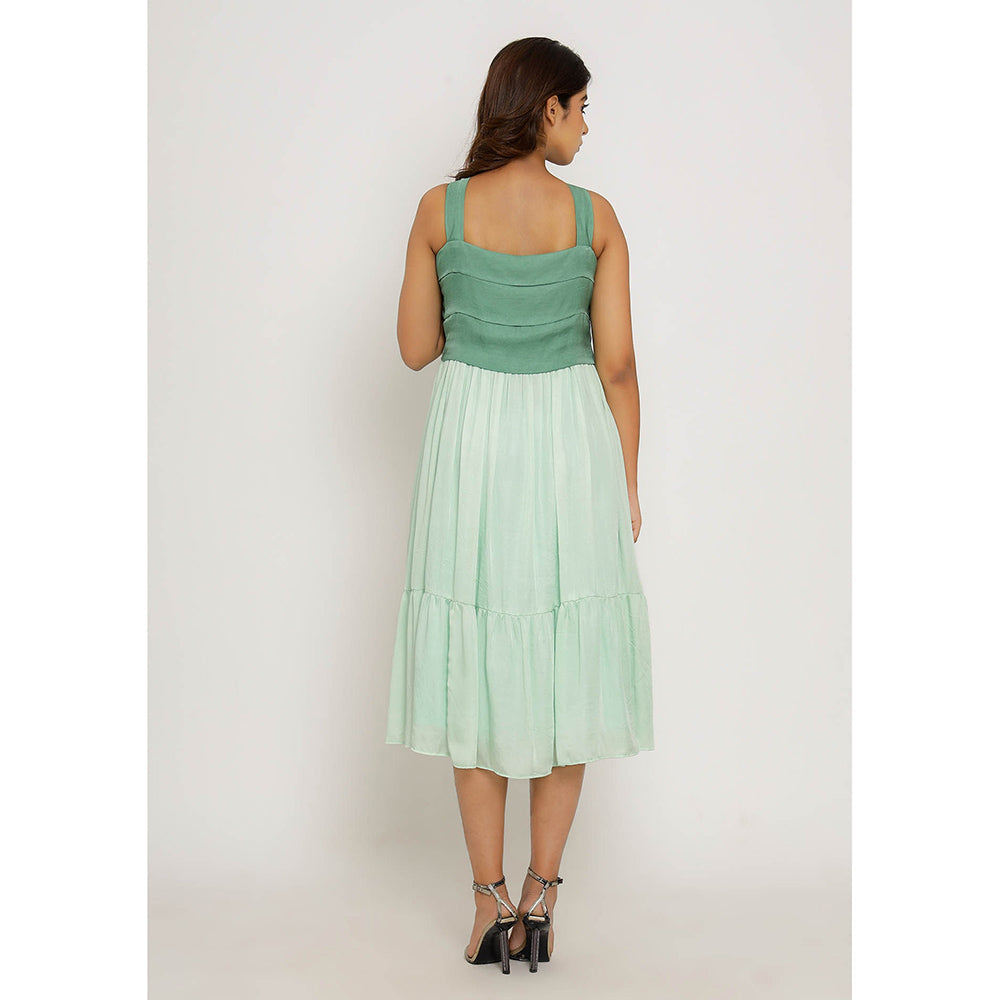 NEORA BY NEHAL CHOPRA Teal & Tea Green Midi Dress