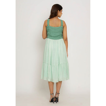 NEORA BY NEHAL CHOPRA Teal & Tea Green Midi Dress