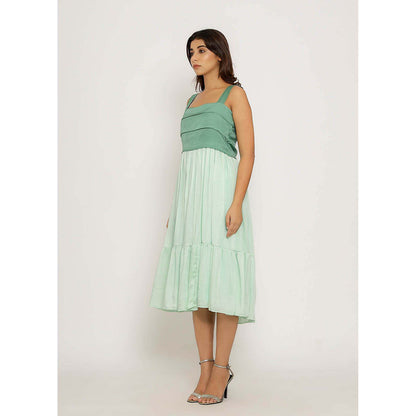 NEORA BY NEHAL CHOPRA Teal & Tea Green Midi Dress