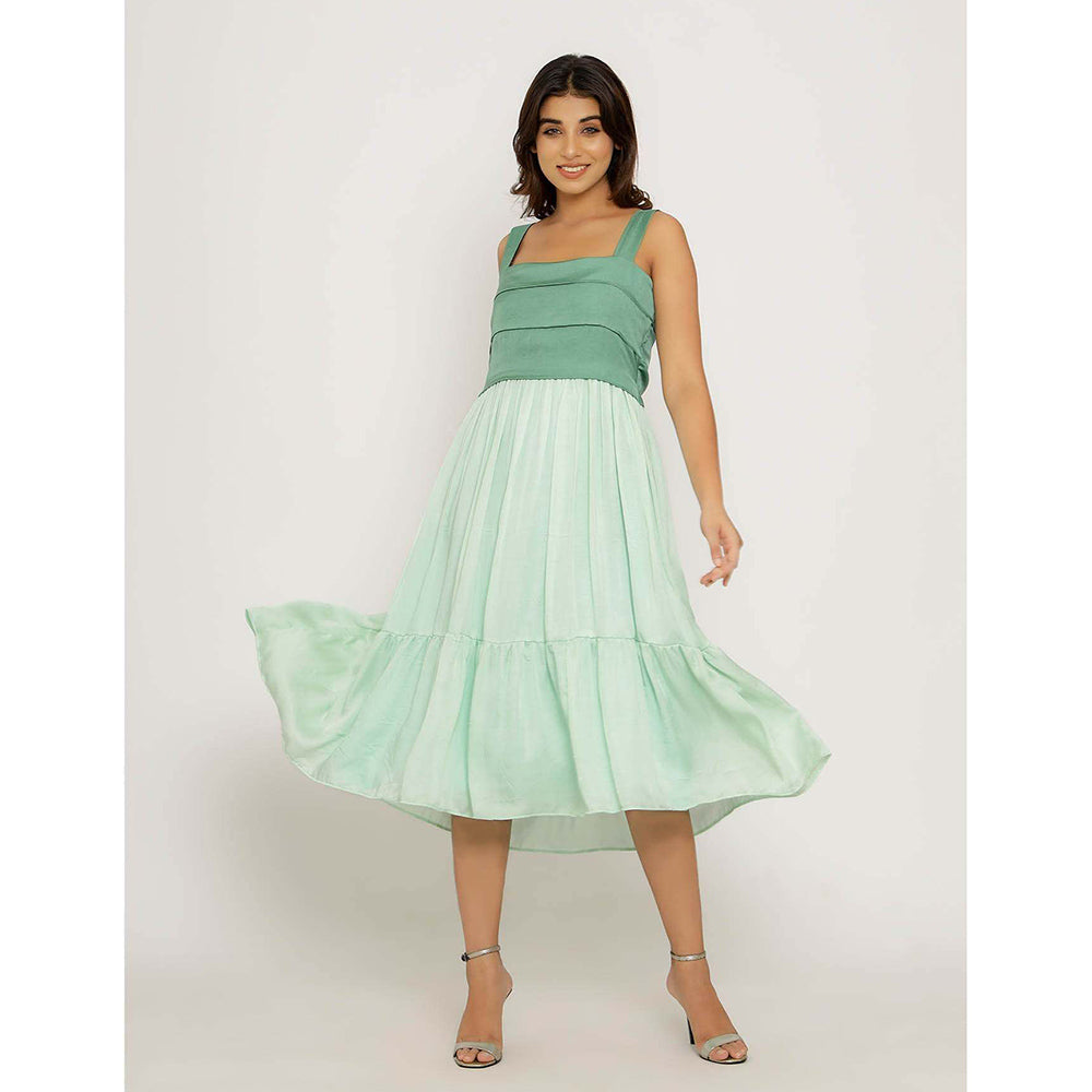 NEORA BY NEHAL CHOPRA Teal & Tea Green Midi Dress