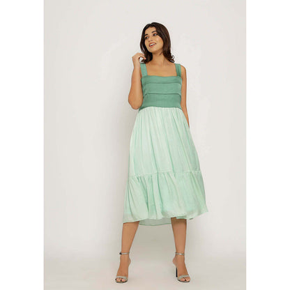 NEORA BY NEHAL CHOPRA Teal & Tea Green Midi Dress