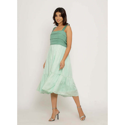 NEORA BY NEHAL CHOPRA Teal & Tea Green Midi Dress