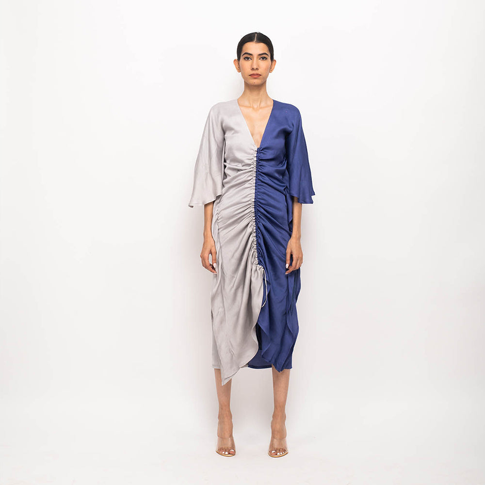 NEORA BY NEHAL CHOPRA Grey & Blue Kaftan Bodycon Midi Dress
