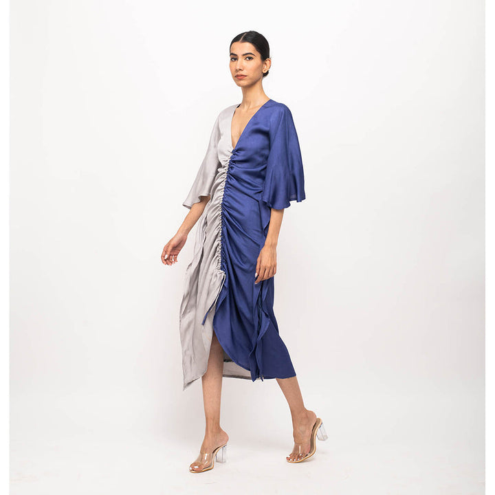 NEORA BY NEHAL CHOPRA Grey & Blue Kaftan Bodycon Midi Dress