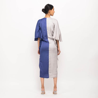 NEORA BY NEHAL CHOPRA Grey & Blue Kaftan Bodycon Midi Dress