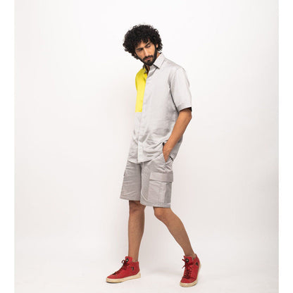 NEORA BY NEHAL CHOPRA Yellow and Grey Colorblocked Shirt