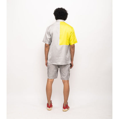 NEORA BY NEHAL CHOPRA Yellow and Grey Colorblocked Shirt