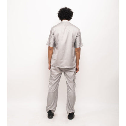 NEORA BY NEHAL CHOPRA Grey Shirt With Orange Pocket