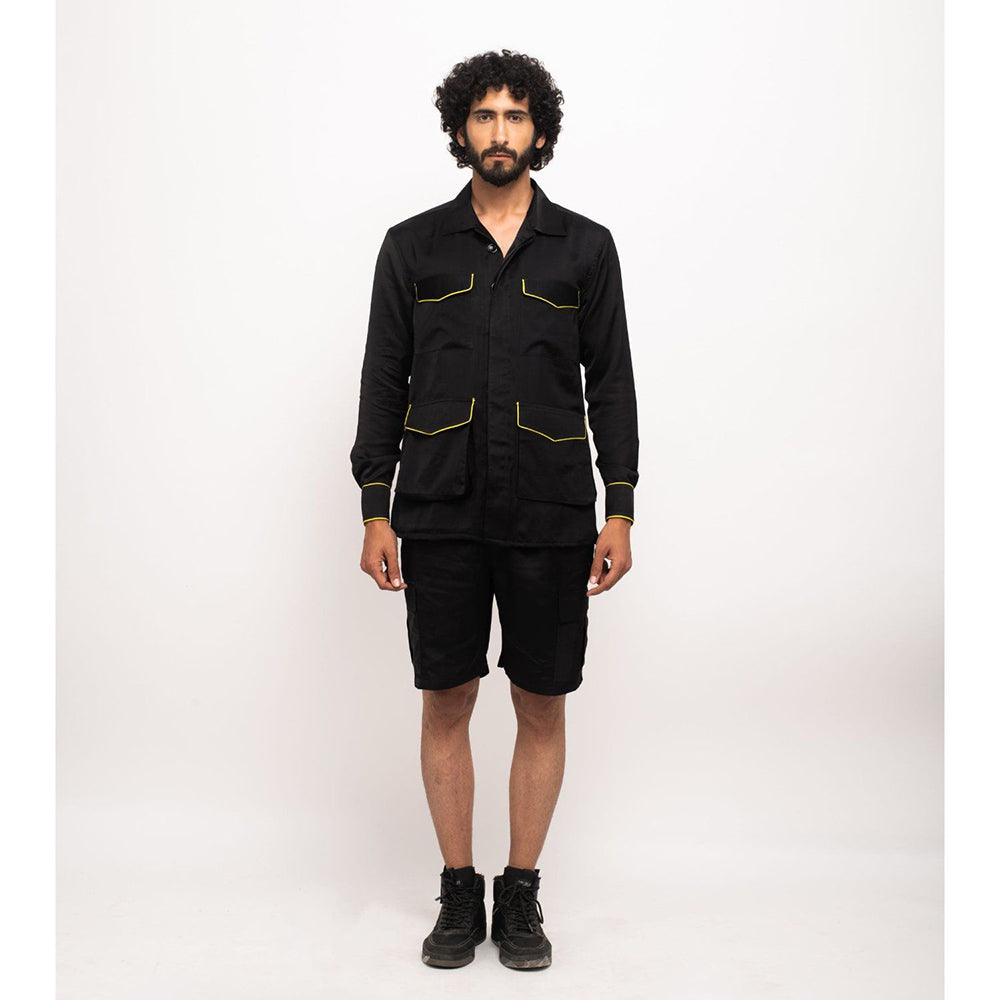 NEORA BY NEHAL CHOPRA Black Jacket With Neon Piping