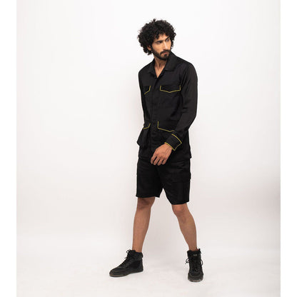 NEORA BY NEHAL CHOPRA Black Jacket With Neon Piping