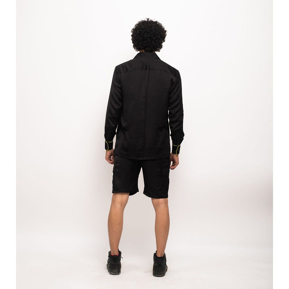 NEORA BY NEHAL CHOPRA Black Jacket With Neon Piping