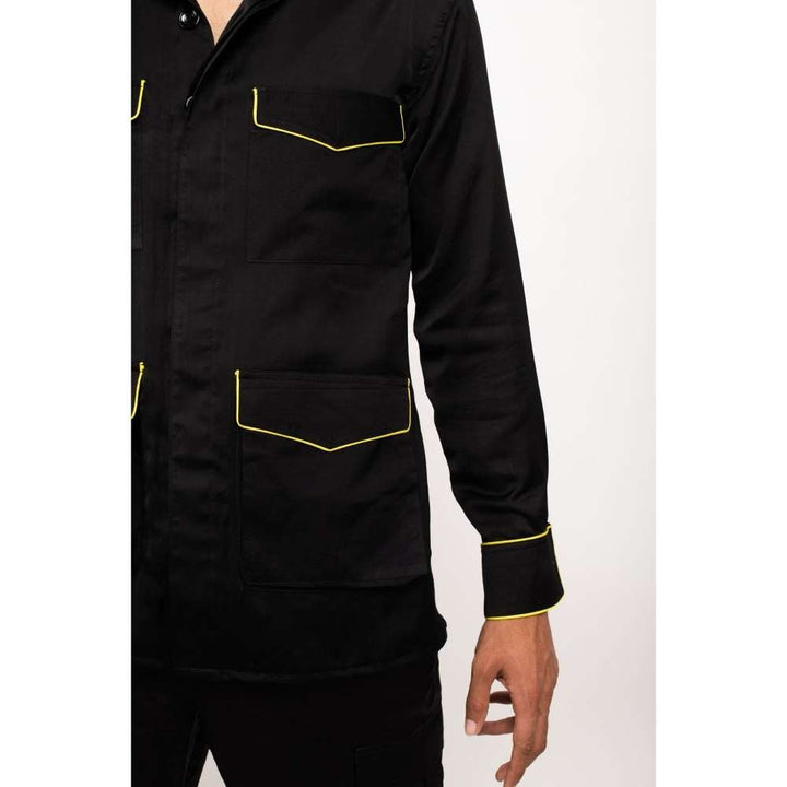 NEORA BY NEHAL CHOPRA Black Jacket With Neon Piping