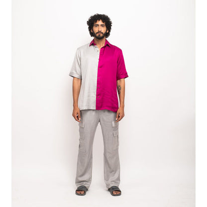 NEORA BY NEHAL CHOPRA Wine and Grey Colorblocked Co-Ord Set (Set of 2)