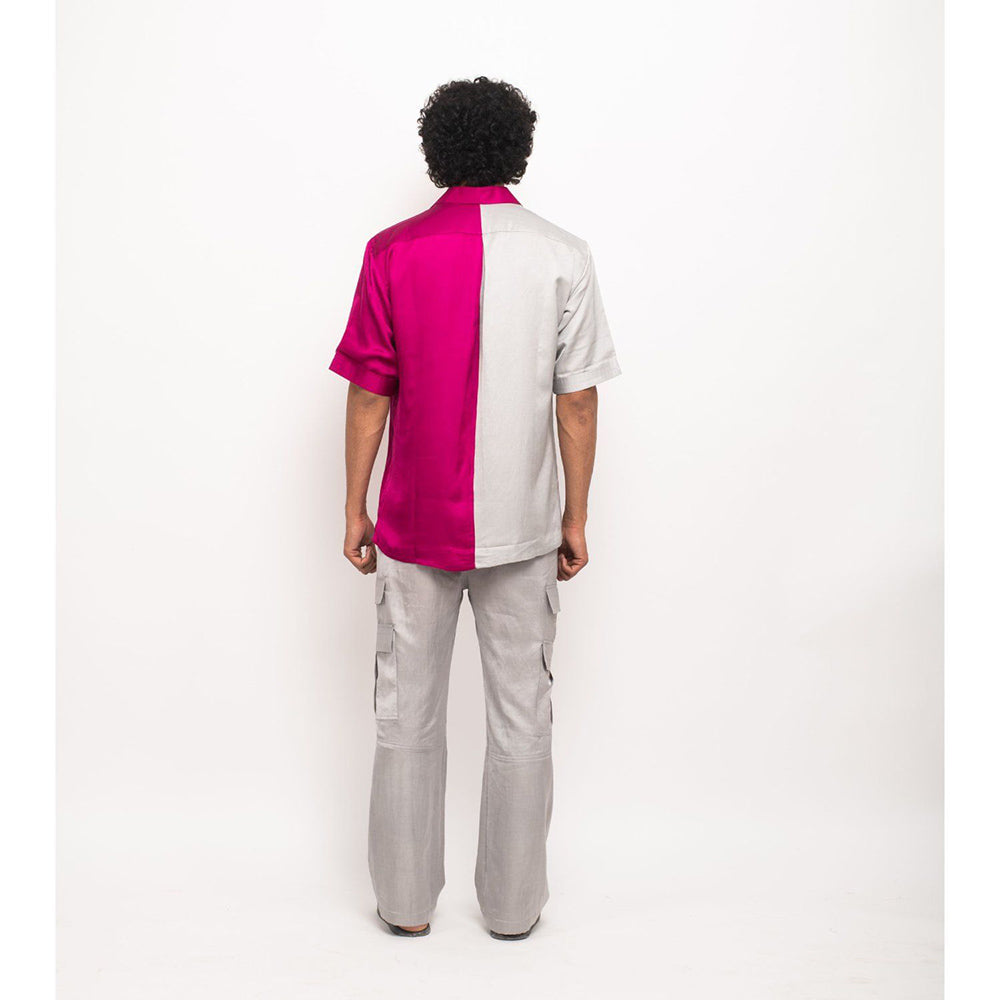 NEORA BY NEHAL CHOPRA Wine and Grey Colorblocked Co-Ord Set (Set of 2)