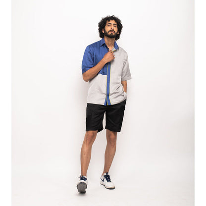 NEORA BY NEHAL CHOPRA Navy Blue and Grey Colorblocked Co-Ord Set (Set of 2)