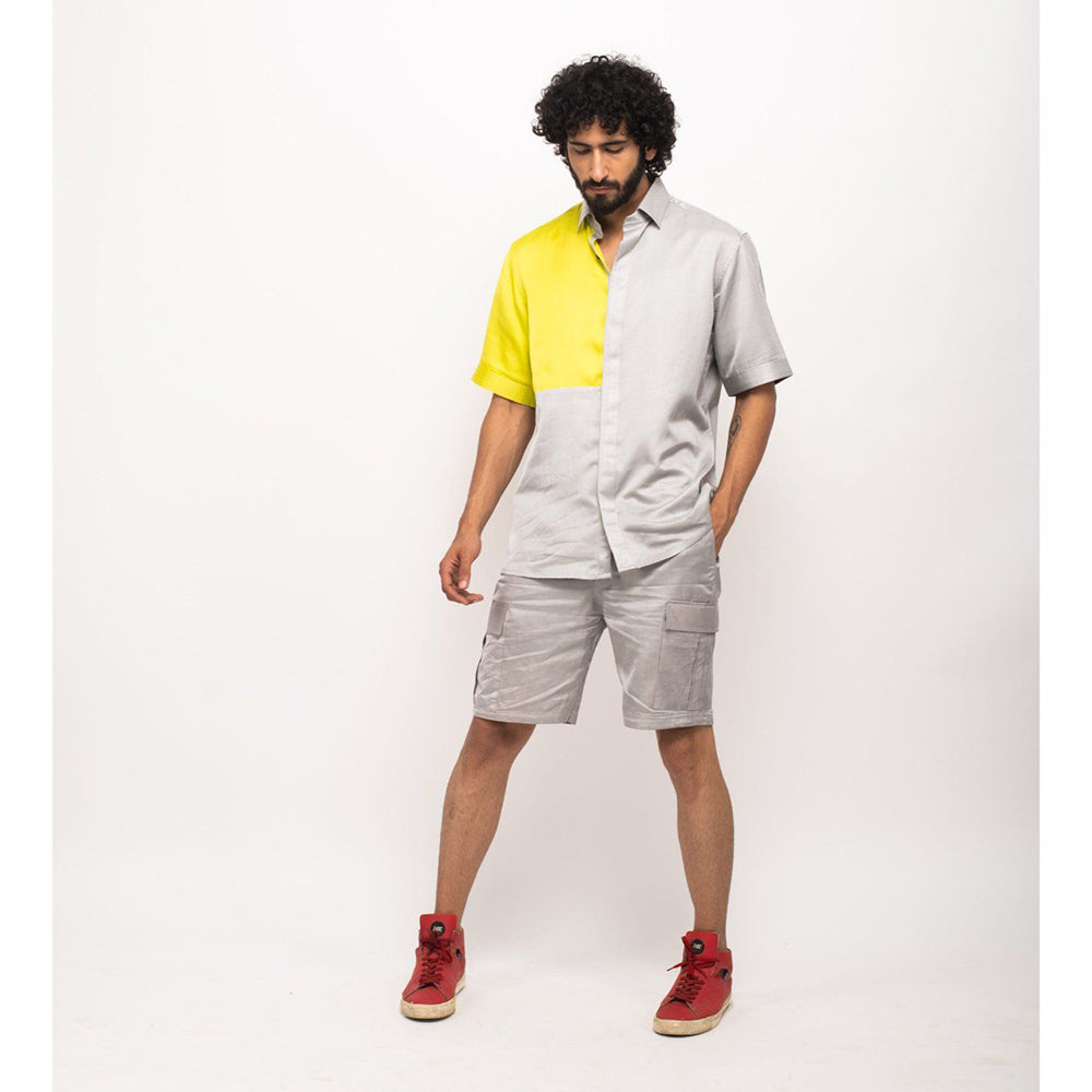 NEORA BY NEHAL CHOPRA Yellow and Grey Colorblocked Co-Ord Set (Set of 2)