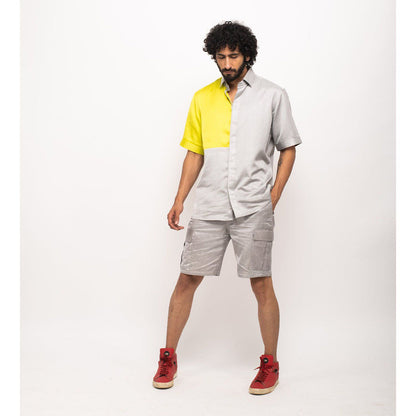 NEORA BY NEHAL CHOPRA Yellow and Grey Colorblocked Co-Ord Set (Set of 2)