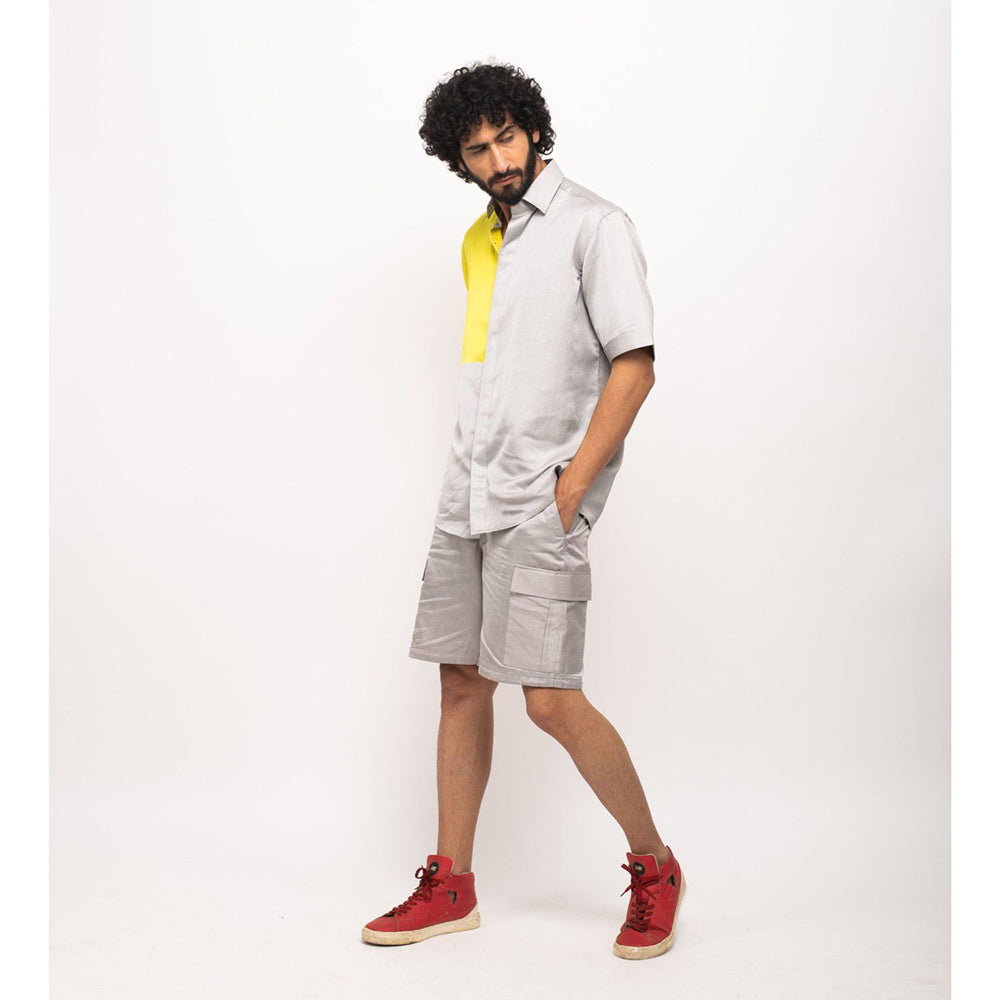 NEORA BY NEHAL CHOPRA Yellow and Grey Colorblocked Co-Ord Set (Set of 2)