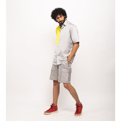 NEORA BY NEHAL CHOPRA Yellow and Grey Colorblocked Co-Ord Set (Set of 2)