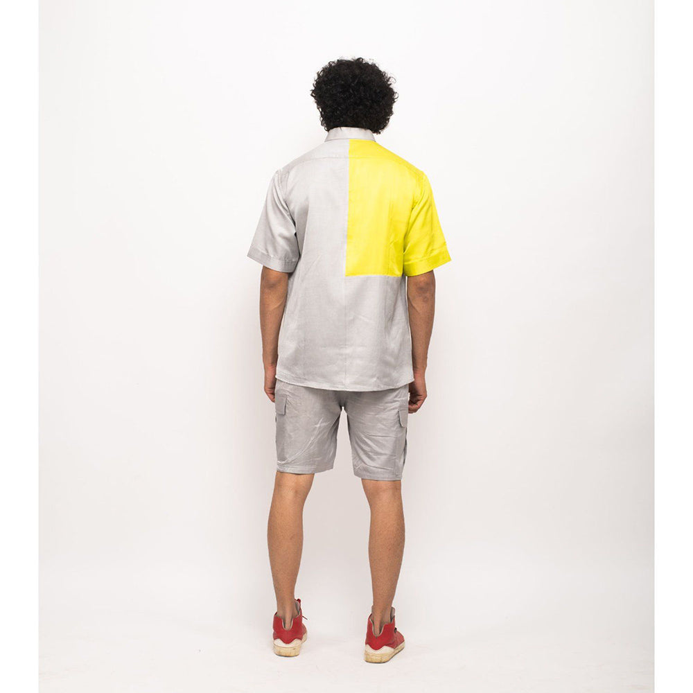 NEORA BY NEHAL CHOPRA Yellow and Grey Colorblocked Co-Ord Set (Set of 2)