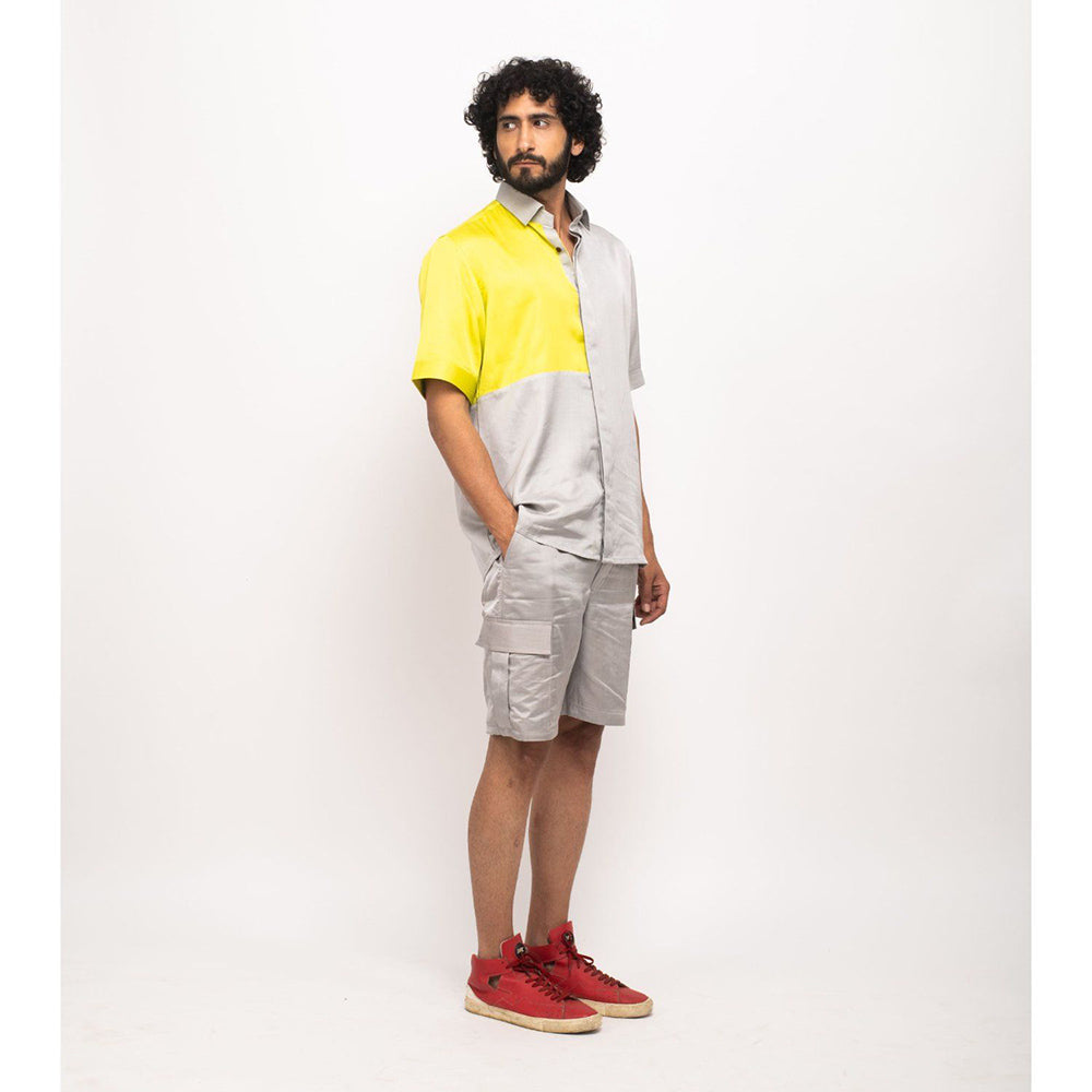 NEORA BY NEHAL CHOPRA Yellow and Grey Colorblocked Co-Ord Set (Set of 2)