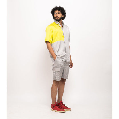 NEORA BY NEHAL CHOPRA Yellow and Grey Colorblocked Co-Ord Set (Set of 2)