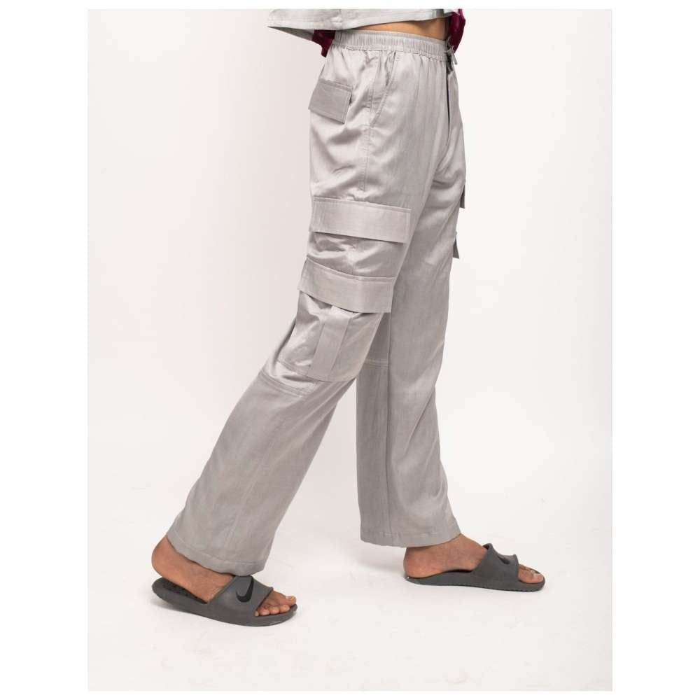NEORA BY NEHAL CHOPRA Grey Solid Cargos