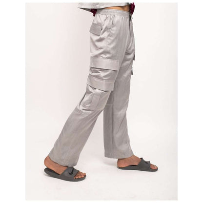 NEORA BY NEHAL CHOPRA Grey Solid Cargos