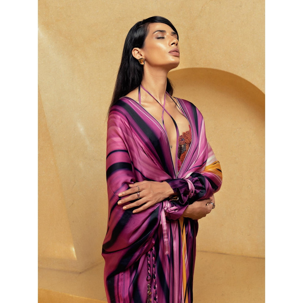 Nikita Mhaisalkar Berry Stroke Print Kaftan