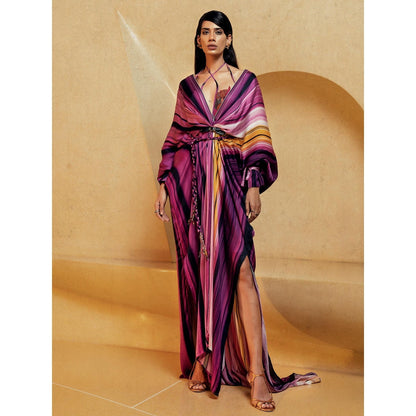 Nikita Mhaisalkar Berry Stroke Print Kaftan