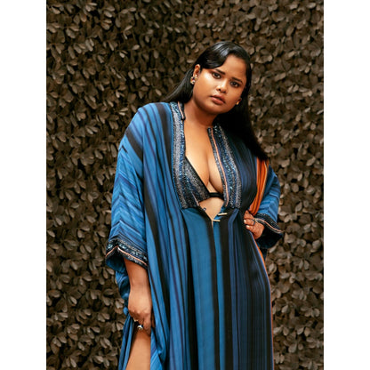 Nikita Mhaisalkar Midnight Stroke Print Kaftan