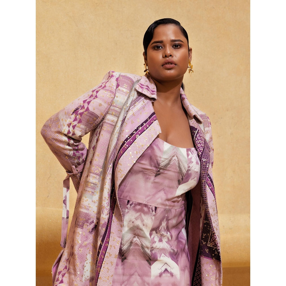 Nikita Mhaisalkar Lilac Floss Print Trench Coat