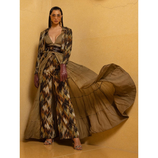 Nikita Mhaisalkar Sundown Coffee Broad Capri Pants