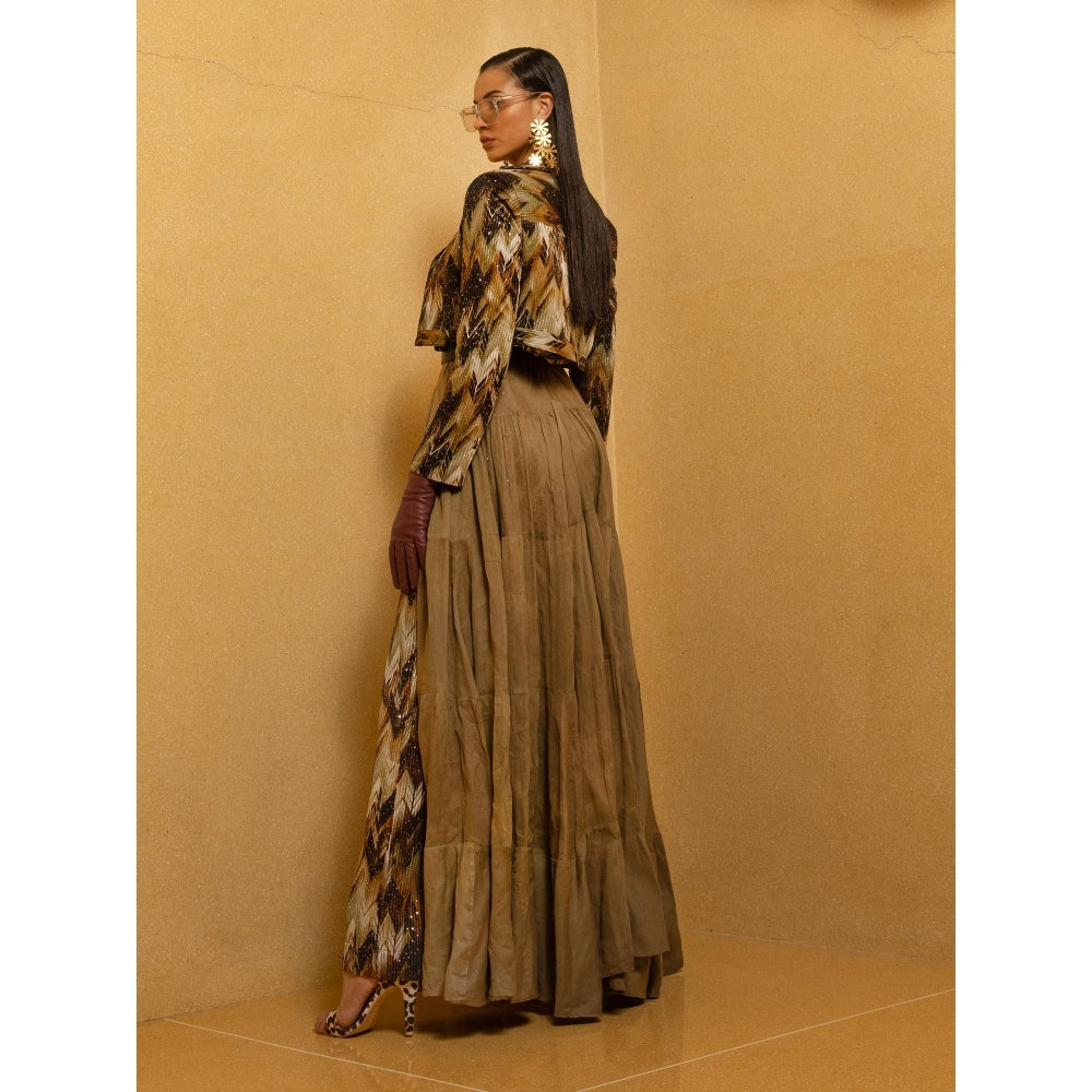 Nikita Mhaisalkar Sundown Coffee Broad Capri Pants