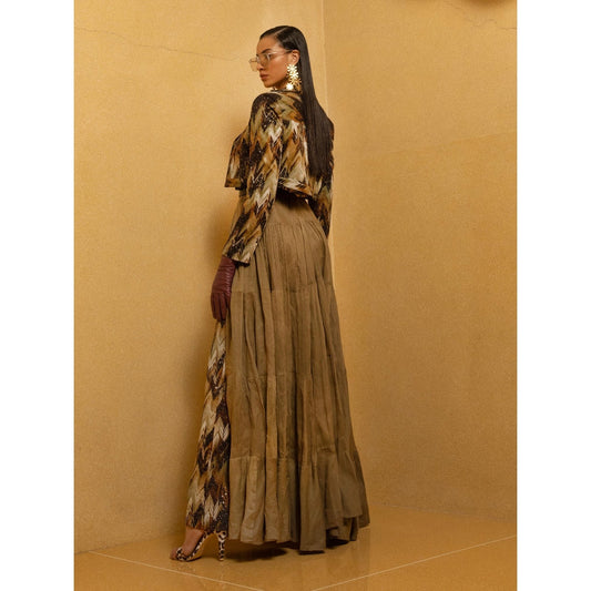 Nikita Mhaisalkar Sundown Coffee Broad Capri Pants