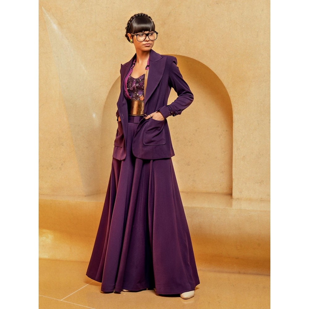 Nikita Mhaisalkar Aubergine Suit Blazers