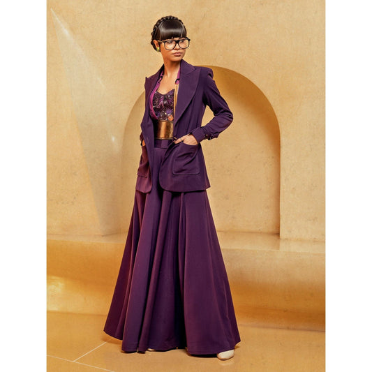 Nikita Mhaisalkar Aubergine Suit Blazers