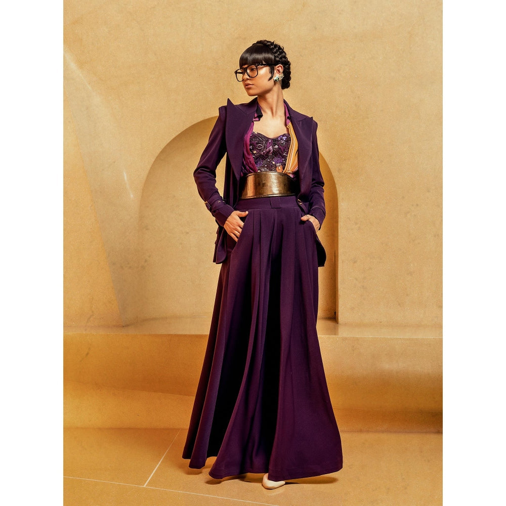 Nikita Mhaisalkar Aubergine Suit Blazers