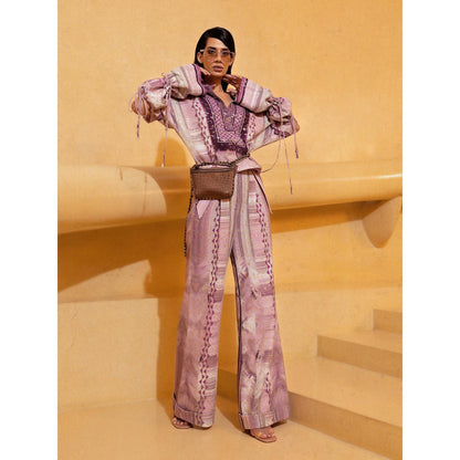 Nikita Mhaisalkar Lilac Floss Print Culottes Pants