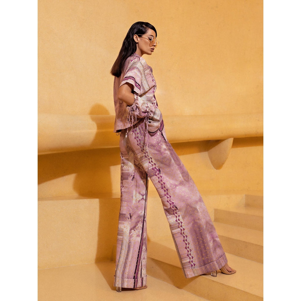 Nikita Mhaisalkar Lilac Floss Print Culottes Pants