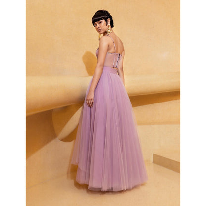 Nikita Mhaisalkar Lilac Corset with Hand Thread and Metallic Embellishments