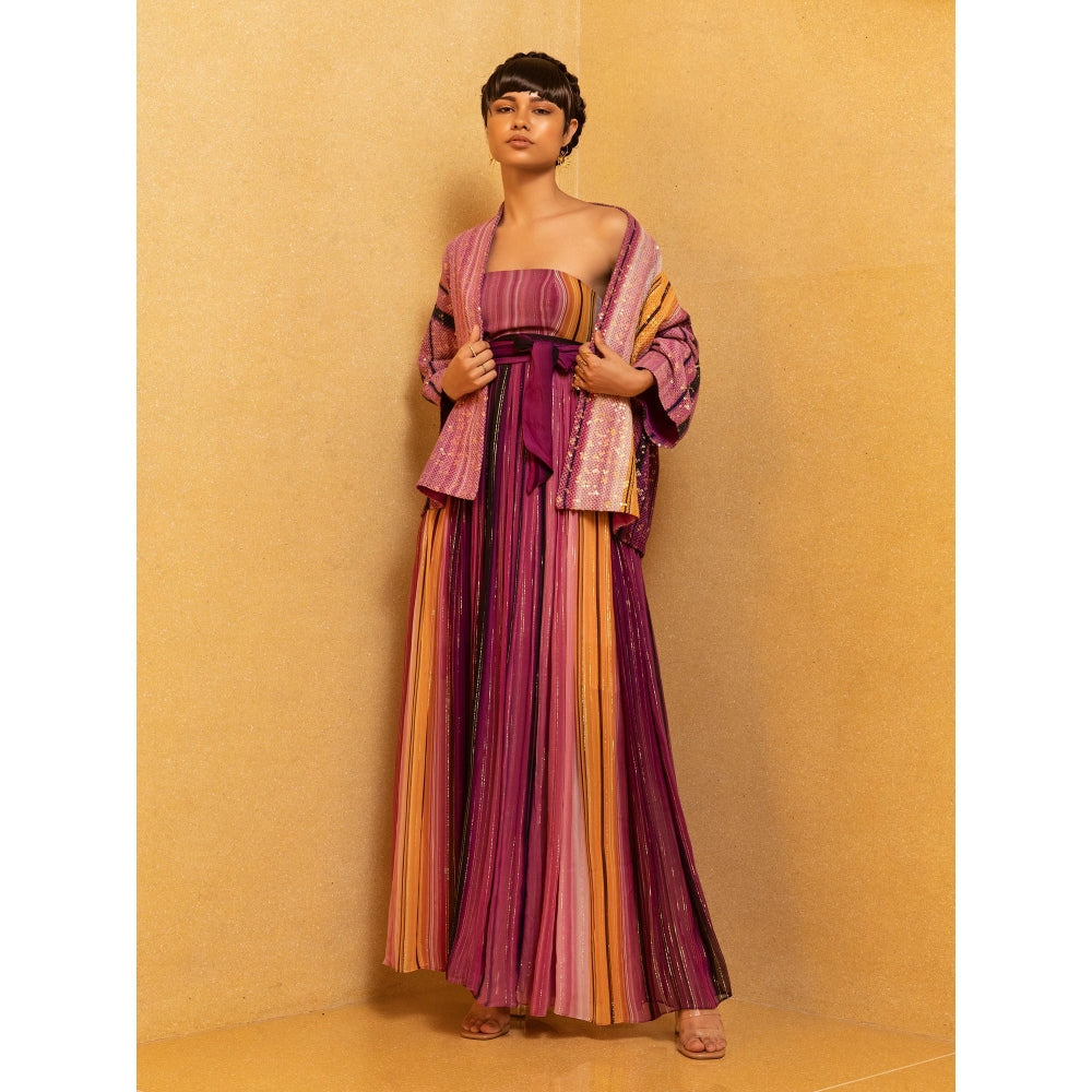 Nikita Mhaisalkar Berry Stroke Print Tube Dress