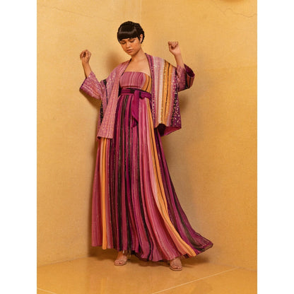 Nikita Mhaisalkar Berry Stroke Print Tube Dress