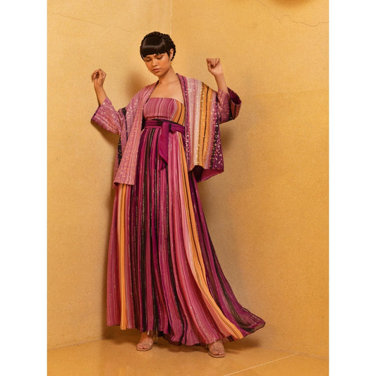 Nikita Mhaisalkar Berry Stroke Print Overlap Jacket