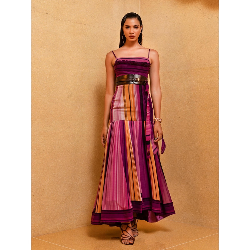 Nikita Mhaisalkar Berry Stroke Print Top with Skirt (Set of 2)