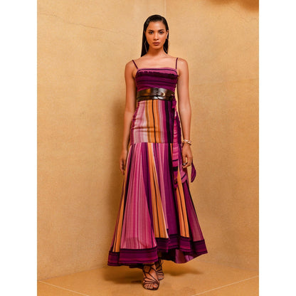 Nikita Mhaisalkar Berry Stroke Print Top with Skirt (Set of 2)