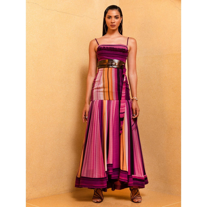Nikita Mhaisalkar Berry Stroke Print Top with Skirt (Set of 2)